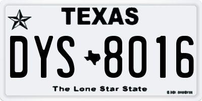 TX license plate DYS8016