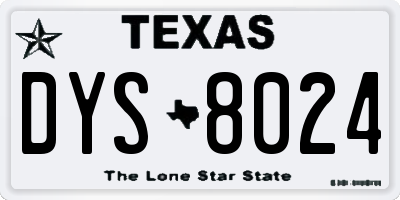 TX license plate DYS8024