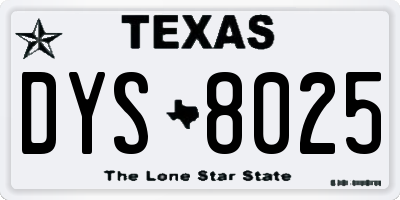 TX license plate DYS8025