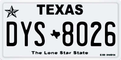 TX license plate DYS8026
