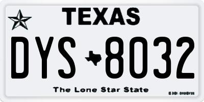 TX license plate DYS8032