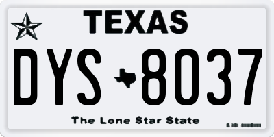 TX license plate DYS8037