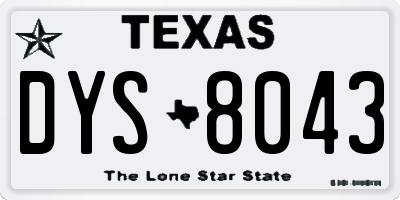 TX license plate DYS8043