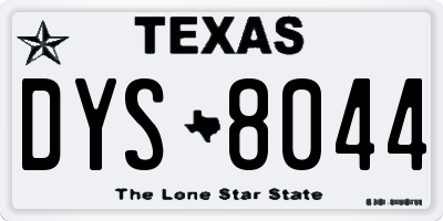 TX license plate DYS8044