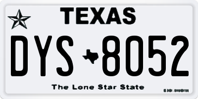 TX license plate DYS8052