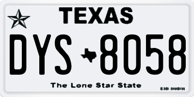 TX license plate DYS8058