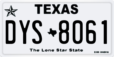 TX license plate DYS8061