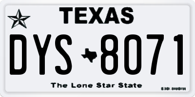 TX license plate DYS8071