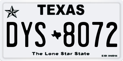 TX license plate DYS8072