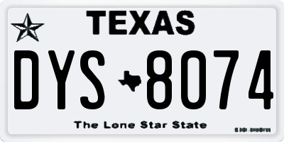 TX license plate DYS8074