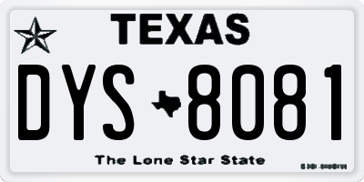 TX license plate DYS8081