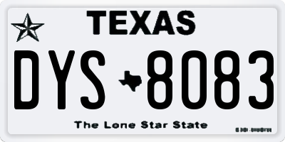 TX license plate DYS8083