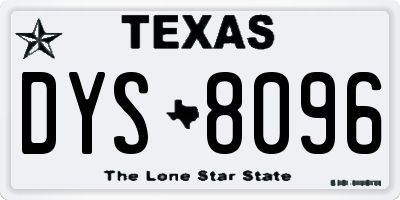 TX license plate DYS8096
