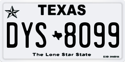 TX license plate DYS8099