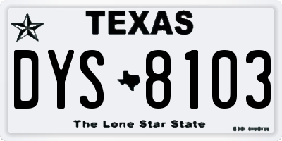 TX license plate DYS8103