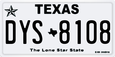 TX license plate DYS8108