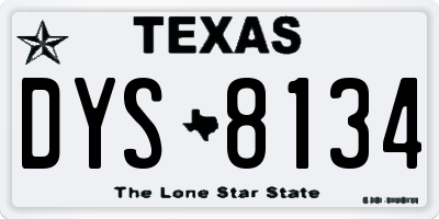 TX license plate DYS8134
