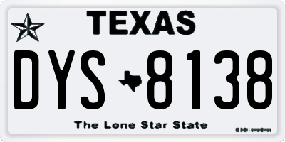 TX license plate DYS8138