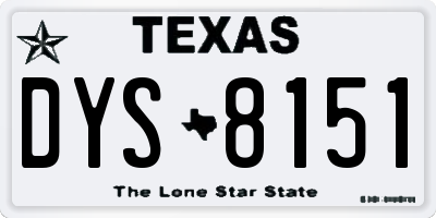 TX license plate DYS8151