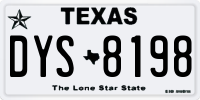 TX license plate DYS8198