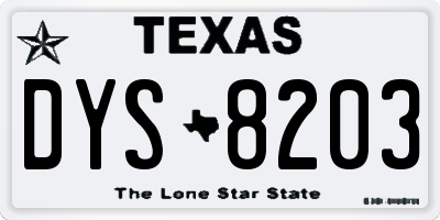 TX license plate DYS8203