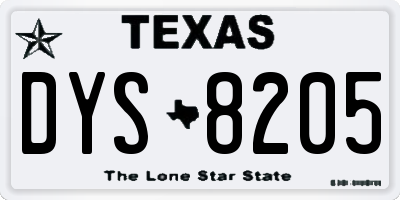 TX license plate DYS8205