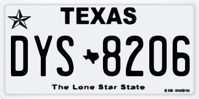 TX license plate DYS8206