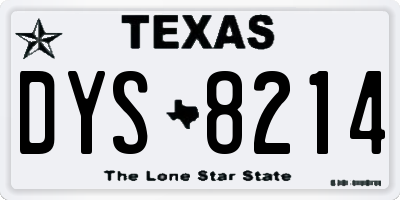 TX license plate DYS8214