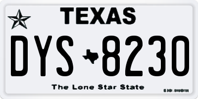 TX license plate DYS8230