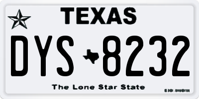 TX license plate DYS8232