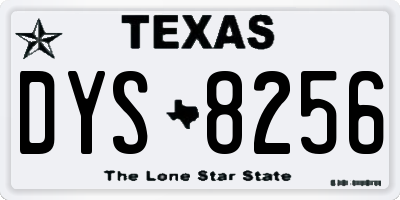TX license plate DYS8256