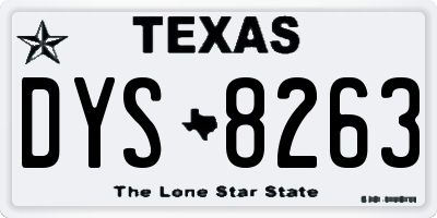 TX license plate DYS8263