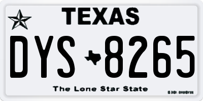 TX license plate DYS8265