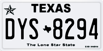 TX license plate DYS8294