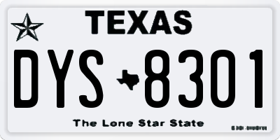 TX license plate DYS8301