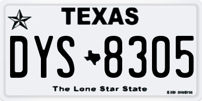 TX license plate DYS8305
