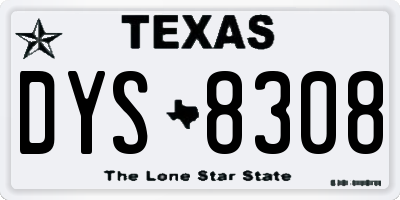 TX license plate DYS8308