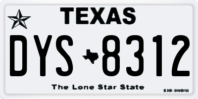TX license plate DYS8312