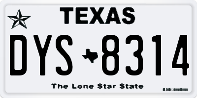 TX license plate DYS8314