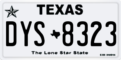 TX license plate DYS8323