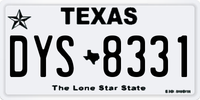 TX license plate DYS8331