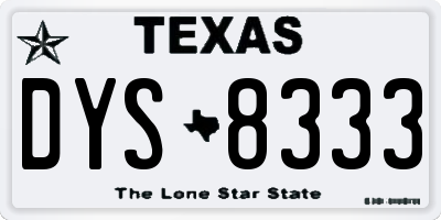 TX license plate DYS8333
