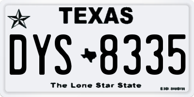 TX license plate DYS8335
