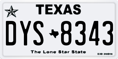 TX license plate DYS8343