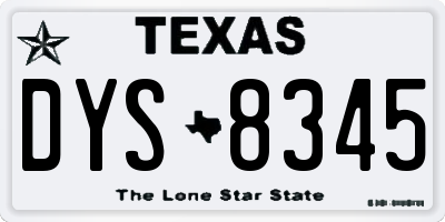 TX license plate DYS8345