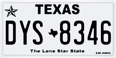 TX license plate DYS8346