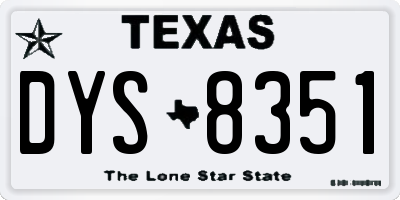 TX license plate DYS8351