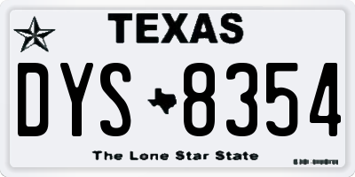 TX license plate DYS8354