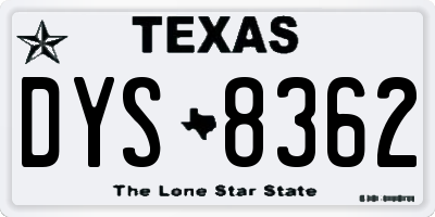 TX license plate DYS8362