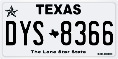 TX license plate DYS8366
